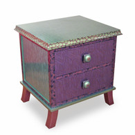 Rumba 2 Drawer End Table Nightstand with Emerald and Mauve Paint Finish