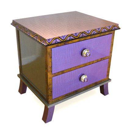 Rumba 2 end table nightstand has periwinkle and mauve paint finish