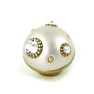 Nu Mini Style 6 Alabaster 1.5 in. diameter with gold metal details and Swarovski crystals.