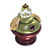 Finial Birdie in Jade and Garnet with gold metal details and amethyst crystals