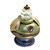 Finial Birdie in jade and light sapphire blue has gold metal accents and amethyst crystals