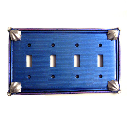 Cleo Quad Toggle Switch Cover in Lapis with silver metal details and crystal.