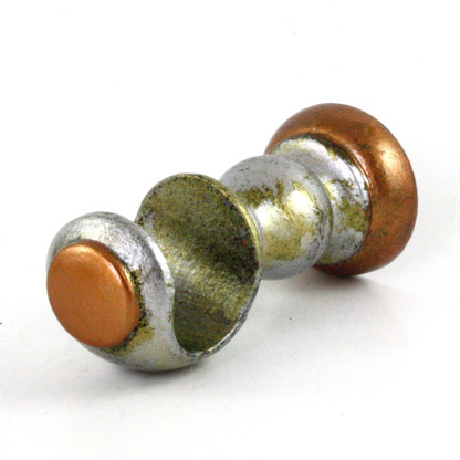 SMALL CUP BRACKET IN SILVER STIPPLE PAINT FINISH WITH AMBER AND JADE ACCENT COLORS IS SUITABLE FOR RODS 1 3/8" DIAMETER.