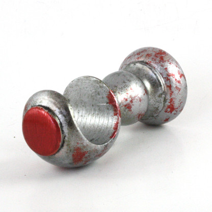 SMALL WOOD CUP BRACKET in Stippled SILVER PAINT FINISH WITH RUBY ACCENTS  IS SUITABLE FOR DRAPERY RODS 1 3/8" DIAMETER.