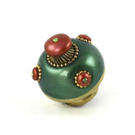 Nu mini style #9 knob in emerald and coral 1.5 inches diameter