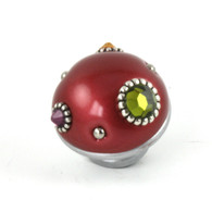 Nu Mini Style #6 knob ruby has painted silver stem to complement the metal color and assorted crystals.