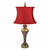 Khaki Carla lamp with drum shade silk red in light gold and bronze paint finish