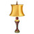Khaki Carla lamp with drum shade silk aztec gold in light gold and bronze paint finish