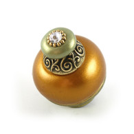 Nu Duchess Knob Deep Goldl 1.5 Inches Diameter with gold metal details and Swarovski crystal.