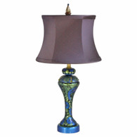 Shirley lamp with drum shade silk sugar plum in lapis blue and turquoise paint finish