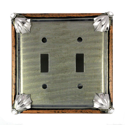 Cleo double toggle switch cover in deep opal and amberwith silver metal details and crystal