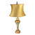 Greta accent lamp with drum silk shade aztec gold in deep gold and light gold paint finish