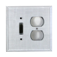Silver Glass duplex outlet toggle switch cover 