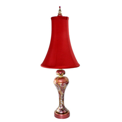 Chilli Pepper Accent Lamp with slender bell shade silk poinsettia