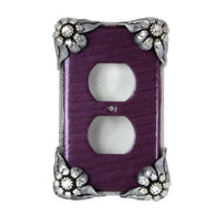 Bloomer violet single duplex outlet with silver metal and crystal