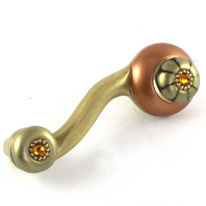 Tiki Amber eel left pull 4 in. with 3 in. hole span has gold metal details and Swarovski topaz crystals.