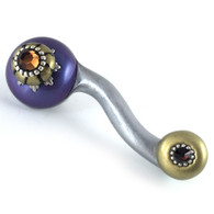 IRIS PERIWiNKLE EEL RIGHT PULL 4 IN. WITH 3 IN. HOLE SPAN HAS SILVER METAL ACCENTS AND SMOKE TOPAZ CRYSTALS