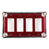 Cleo Quad Decora Switch Cover in ruby with silver metal details and crystal