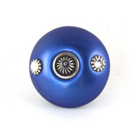 Mini Style 1 Knob Lapis 2 In.Diameter with silver metal accents and Swarovski crystals.