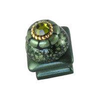 Petit Square 5 Knob emerald 1.25 inches square with gold metal details and olivine crystal