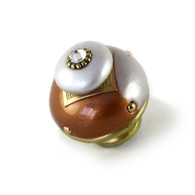 Nu Duo Knob Amber Light  Bronze 1.5 Inches Diameter  with gold metal details and Swarovski crystal