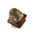 Mini Tudor square knob 1.5 inches colored in agate and deep opal with gold metal details.