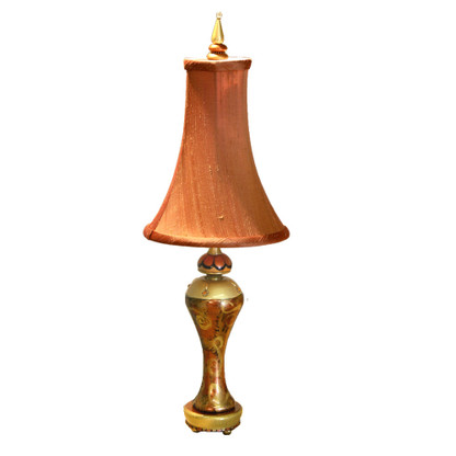 Accent Lamp Citrine Syl with silk bell shade pecan