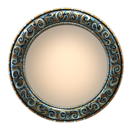 Aurora Mirror 36" round in Aegean color scheme