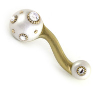 Style 6 alabaster Eel right  pull 4 in.with 3 in.hole span has gold metal details and Swarovski crystals.