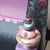 Isabella bedpost finial in teal and pink with Swarovski crystals