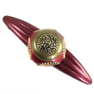 Tudor Garnet Ruby Orbit Pull 5.25 In. with 4 in. hole span has gold metal details.