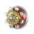 XL Tiger Lily coral knob 2.5  in. diameter and 1.75 in. projection has silver metal details and swarovski crystal