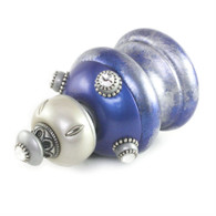 Jumbo Finial Isabella in Lapis, Alabaster  and silver  has silver metal details and swarovski  crystals.