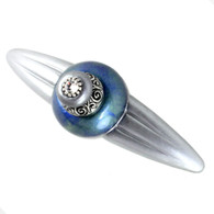 Duchess Turquoise Orbit pull 5.25 inches with 4 inch hole span with silver metal accents and crystal