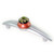Tiki coral orbit7  Pull 7 Inches with 5 Inch hole Span in coral, silver  and jade with Swarovski olivine crystal