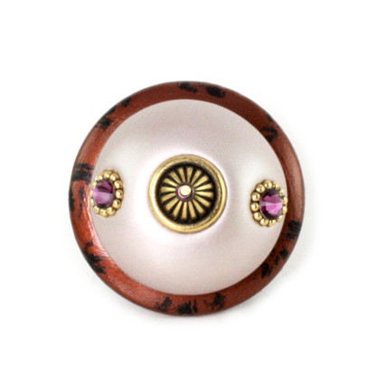 Mini Kenya knob in agate and light bronze with amethyst crystals