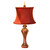 Sassy Sara Table lamp in ruby, agate and amber with silk drum shade in poinsettia. 
