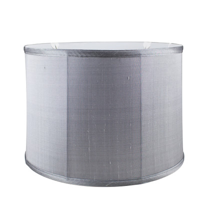 Lamp Shade shallow drum in silk gray
