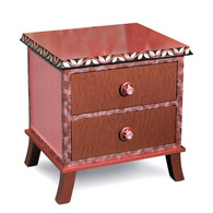 Rumba 2 end table night stand has agate, ruby, and pink paint finish