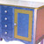 Bolero Cabinet has unique paint treatment in light sapphire blue, with sunny gold accents on trim and doors.