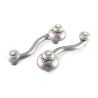 Lily EEL PULLs  5.25  IN. WITH 4 IN. HOLE SPAN Have SILVER METAL DETAILS AND Swarovski CRYSTALS
