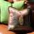 Casbah pillow mocha with is magnificent with leather sofa and citrus green accent pillow.