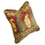 Casbah pillow mocha is covered in printed silk with paisley pattern and trimmed with a multi-color twisted rope. 