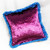 Jaipur pillow flip side is covered in a rosy violet velvet.