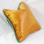 Flip side of Java pillow is velvet in peachy gold.