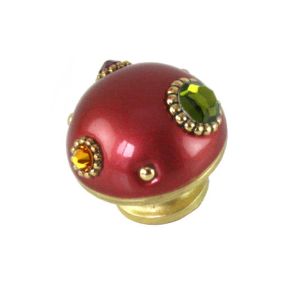 Nu Mini Style #6 knob ruby and gold has multicolored crystals. 