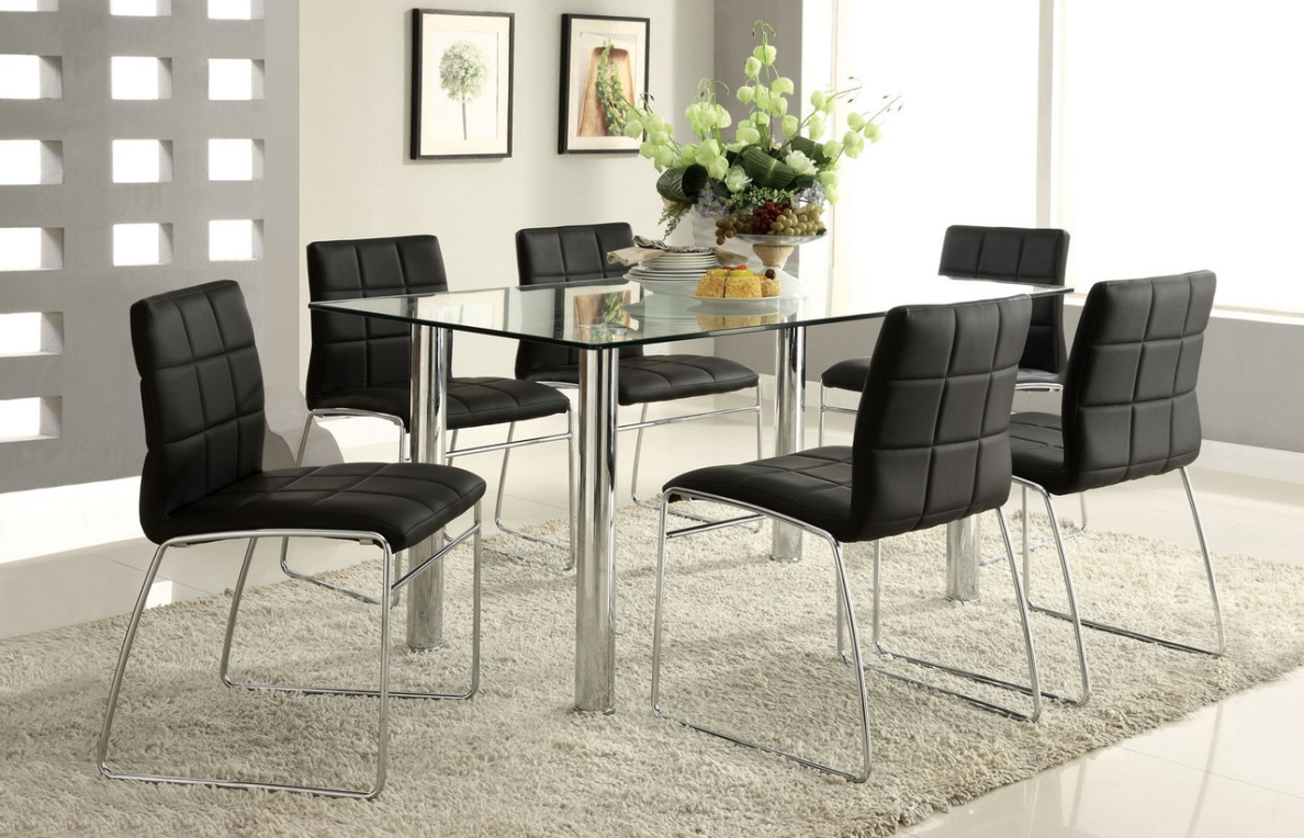 Glass Top Dining Table with Chairs