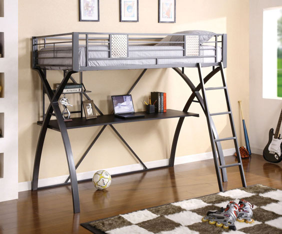 youth metal loft bed with desk