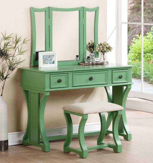 Green Vanity Desk with Mirror