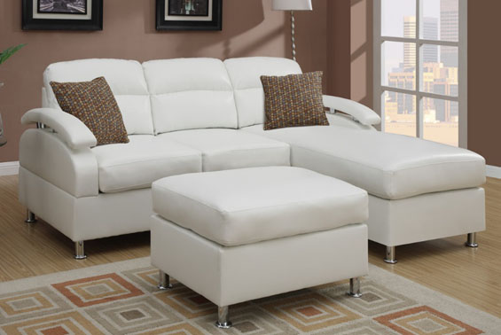 Poundex Reversible 3-PCS Bonded Leather Sectional Sofa Set 